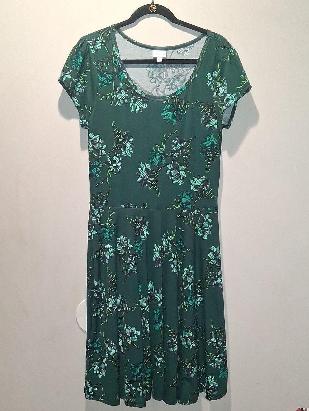 Green Floral Scoop Neck Fit & Flare Dress